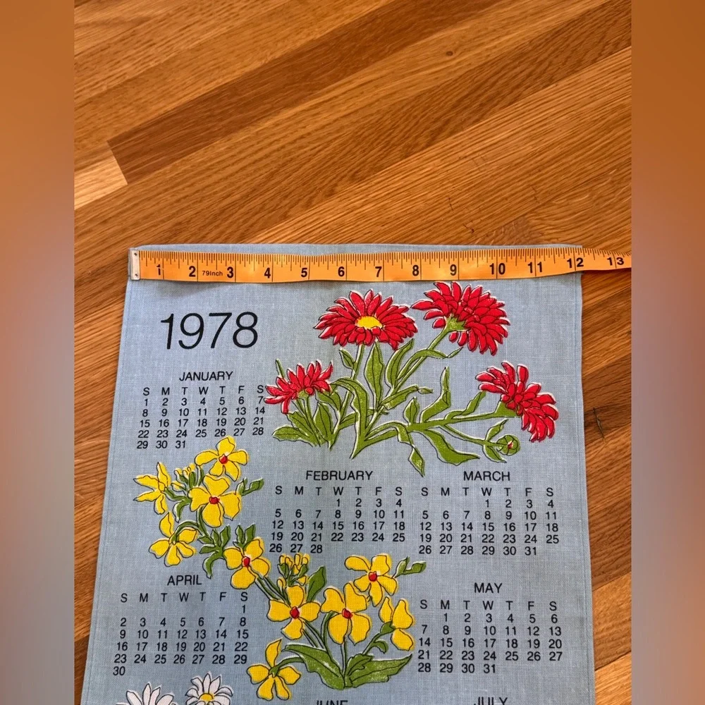 1978 Vintage Vera Floral Calendar Tea Towel Set - Picture 5 of 8
